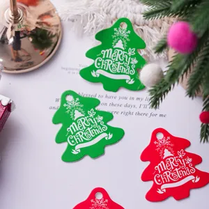 Christmas tree shaped gift tags red and green paper message cards for holiday party decor 100pcs