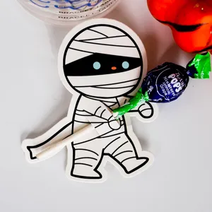 Halloween mummy lollipop decorative card DIY paper craft party gift message greeting card.