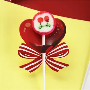 Red heart bow lollipop paper card DIY decorative candy packaging card gift party supplies