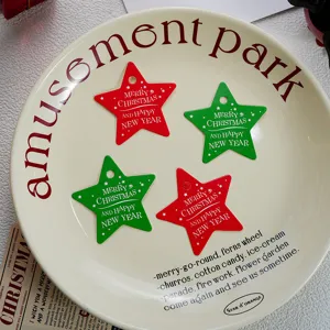 Christmas tree shape red green hang tags holiday party decoration message cards 100pcs pack