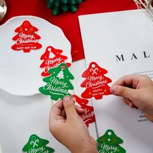 Christmas tree paper tags red green hang tags holiday gift message cards decoration