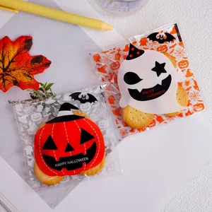 Bolsas de Plástico para Caramelos de Halloween Calabaza Fantasma Dibujos Animados Bolsa de Embalaje Autoadesiva para Galletas