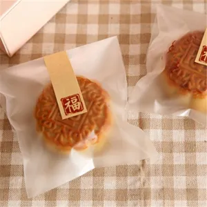 Matte doorschijnende zelfklevende bakzakken voor koekjes en maancake met sluitzegel.