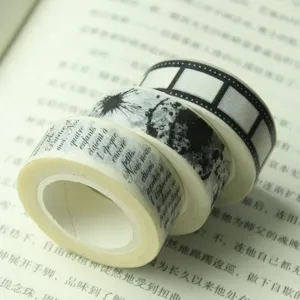 Japanisches Vintage Washi Tape Schwarz Weiß Papier Scrapbooking Dekoration Band Filmstreifen Tintenspritzer Ästhetische Schreibwaren Journaling Masking Tape