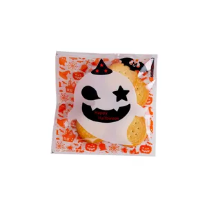 Halloween fantasma galleta plástico bolsas de embalaje autoadhesivas para fiesta 100pcs