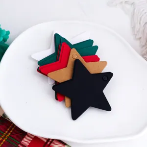 Kraft Paper Star-Shaped Gift Tags Blank Bookmark Handmade Soap Hanging Label Pre-Punched Hole Cardboard Crafts Ornament Accessories For Wedding Party Birthday Decoration