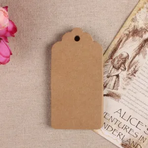 Kraft paper blank hanging tags with wavy top design, perfect for baking labels and message cards.