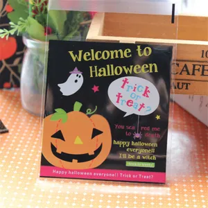 100 τεμάχια Halloween διάφανες σακούλες δώρου με κάρτες κολοκύθας κύρια όψη