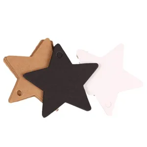 Kraft paper five-pointed star hang tags black white card bookmarks DIY gift tags main