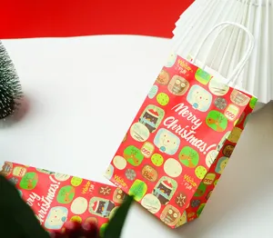 Bolsas de regalo de papel navideño con asas, bonitos diseños de dibujos animados, ideal.