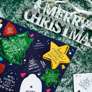 Wholesale mono style Christmas tree bell star paper tags toddler handmade holiday decorative cards