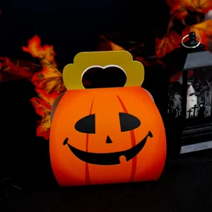 Halloween pumpkin candy box paper gift bag holiday party cookie packaging cute hollow design