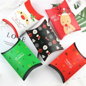 Set di scatole regalo cuscino di Natale, Babbo Natale e renna per dolci e biscotti.