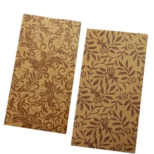 Vintage kraft paper gift bags with retro leaf and floral patterns, flat mouth shopping bags.