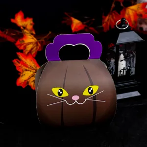 Halloween candy box cute pumpkin gift bag paper packaging party favor treat container spooky decor