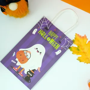 Halloween χάρτινη τσάντα δώρου με σχέδιο φάντασμα και κολοκύθα για παιδικά γλυκά