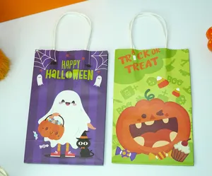 Χάρτινες τσάντες δώρου Halloween με χαριτωμένα σχέδια φαντασμάτων και κολοκύθας για πάρτι.