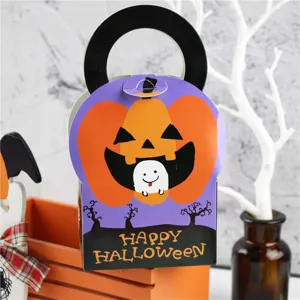 Halloween pumpkin gift box handheld candy biscuit packaging paper box for holiday party treats