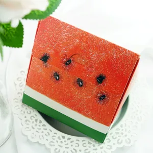 Charming watermelon shaped paper box for bakery, candy, and cookies. Detailed design.