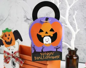 Halloween pumpkin gift box handheld paper bag for candy cookies pastry party packaging supplies