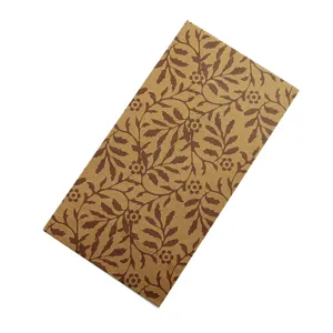 Vintage leaf pattern kraft paper bag, flat mouth gift shopping bag, brown paper design.