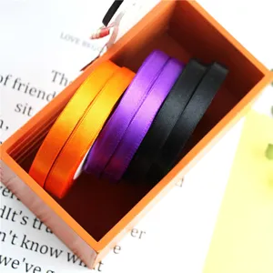 Halloween satin ribbon set orange purple black 1cm width DIY gift packaging supplies