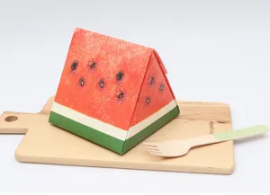 Watermelon shaped triangle paper box for creative pastry and candy gift packaging detail view