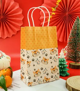 Sacchetto regalo di carta con tigre carina per bambini caramelle snack vista principale