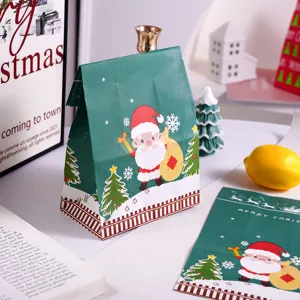 Christmas paper gift bag festive holiday party packaging decorative Santa Claus design no handle