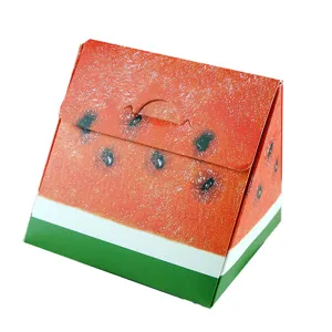 Creative watermelon shape triangular paper box for candy, biscuits and pastry packaging.