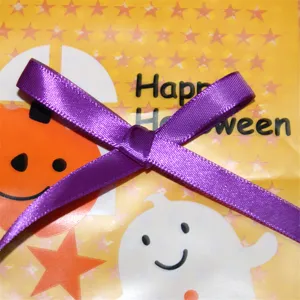 Halloween purple satin ribbon 1cm wide for DIY gift wrapping and holiday party decoration supplies.