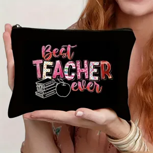 Lehrer Kosmetiktasche mit Reißverschluss, schwarze Federtasche als perfektes Geschenk für Lehrer.