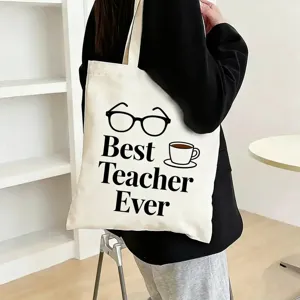 Canvas tote bag teacher gift casual handbag large capacity daily student shoulder bag