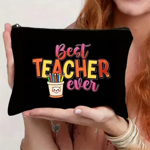 Schwarze Kosmetiktasche Lehrer Geschenk süßer Stift Druck Reißverschluss Make-up Etui Reise