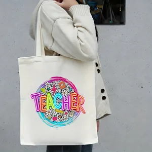 Grote canvas tote tas voor leraren, minimalistische schoudertas en praktische studentenboektas.