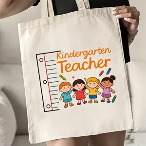 Lehrerin Leinwand Tragetasche große Kapazität süße Cartoon Kindergarten Lehrer Geschenk Handtasche
