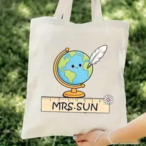 Bolso Tote de Lona para Profesora Diseño Lindo de Globo Gran Capacidad Bolso de Mano Casual