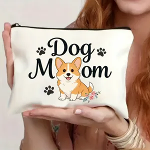 Niedliche Corgi Hunde-Mama Kosmetiktasche Detail, praktische Reißverschlusstasche für Reisen.