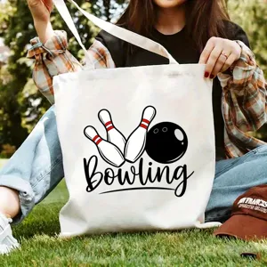 Stilvolle Segeltuch Tragetasche mit Bowling Motiv als lässige Schultertasche für Alltag und Schule.
