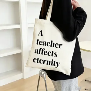 Canvas tote bag for teachers large capacity casual shoulder bag daily shopping school book bag