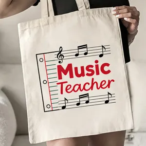 Musiklehrer Canvas Tragetasche mit grosser Kapazitaet laessige Handtasche Schule Alltag