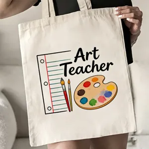 Leinwand-Tragetasche mit Kunsterzieher-Grafik, ideal fuer den taeglichen Freizeitgebrauch.
