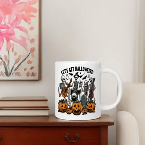 Κούπα καφέ κεραμική Halloween με συγκρότημα σκελετών για γοτθικά δώρα και καθημερινή χρήση.