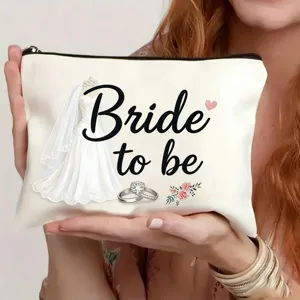 Braut Make-up Tasche Hochzeitsgeschenk Kosmetiktasche Reißverschluss Etui für Bräute Damen