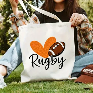 Lässige Canvas Tragetasche mit Rugby Sportmotiv, ideal für den täglichen Weg zur Arbeit und Schule.