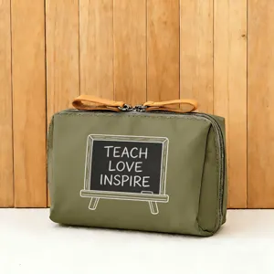 Grüne tragbare Kosmetiktasche Make-up Tasche mit Reißverschluss für Reise und Alltag.