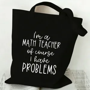 Teachers Day Canvas Tote Bag Large Capacity Funny Slogan Printed Handbag Casual Shoulder Book Bag Gift For Teacher Students