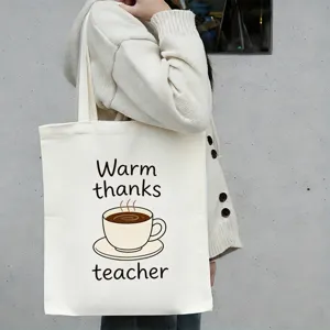 Grote Capaciteit Canvas Boodschappentas Casual Bedrukte Handtas Dagelijks School Schoudertas Voor Leraarsdag Cadeau Student Boekentas