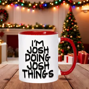 Personalisierte Keramik Kaffeetasse lustiger Spruch roter Griff Weihnachtsgeschenk Büro