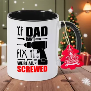 Funny Dad Repair Ceramic Coffee Mug Tool Graphic Father's Day Gift Black White Cup